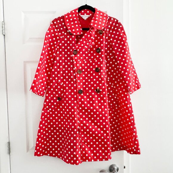 Comme Des Garcons Girl Polka Dot Nylon Trench Coat in Red, size Medium - Picture 2 of 9